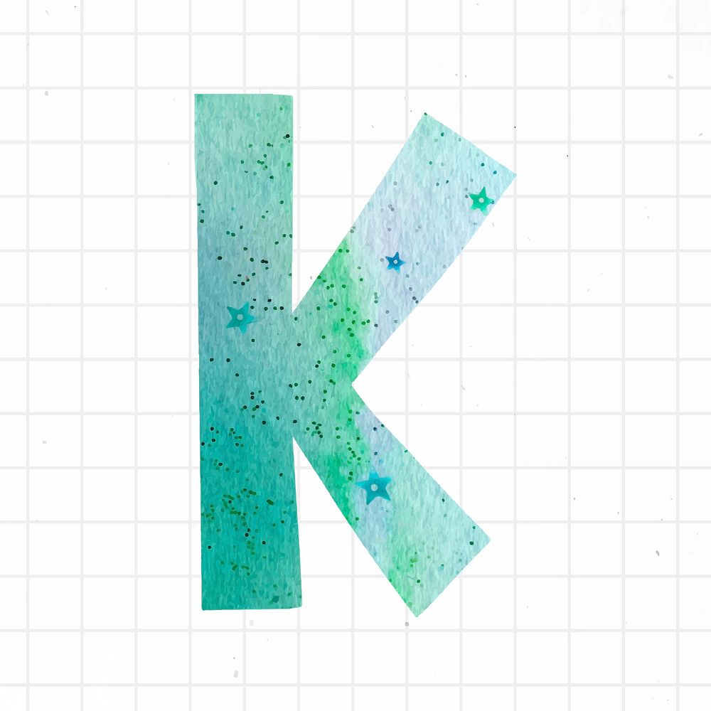 Watercolor k font lettering vector
