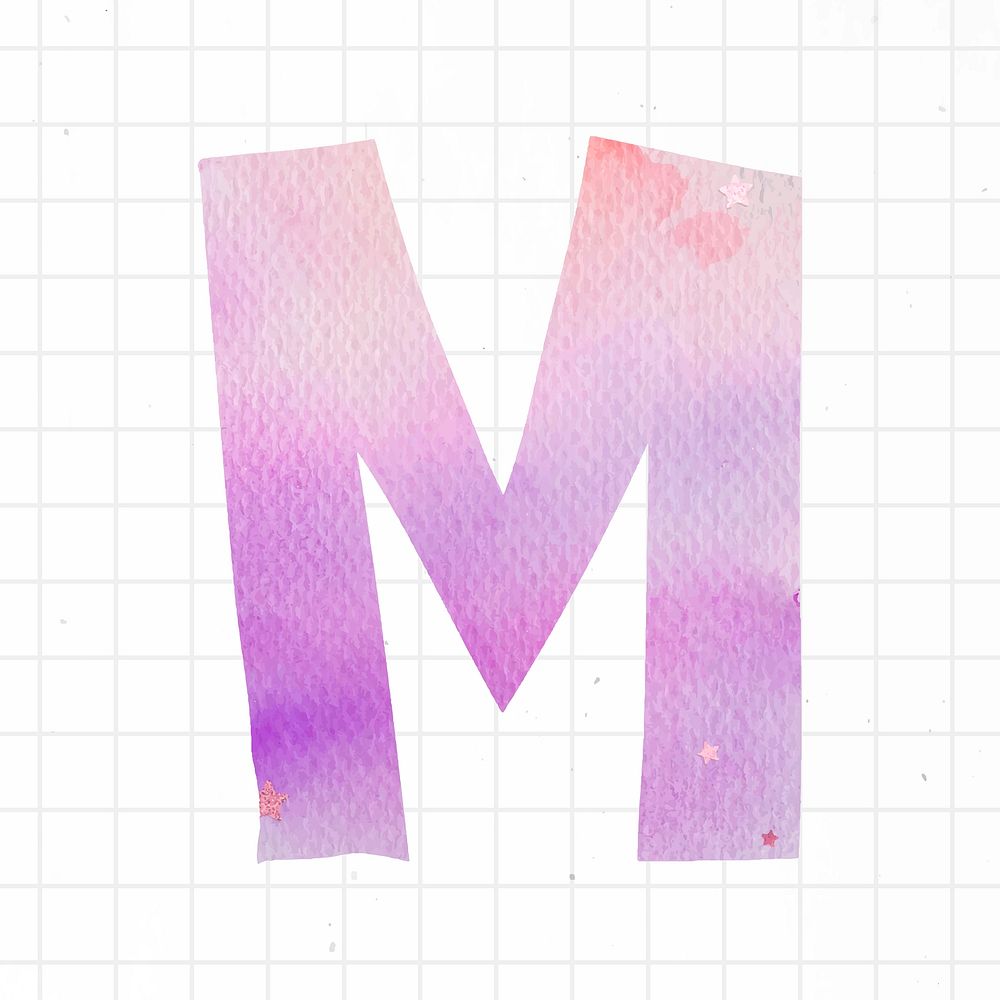 Watercolor m font lettering vector