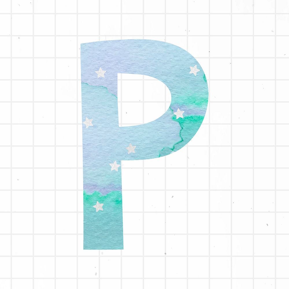 Watercolor p font lettering vector