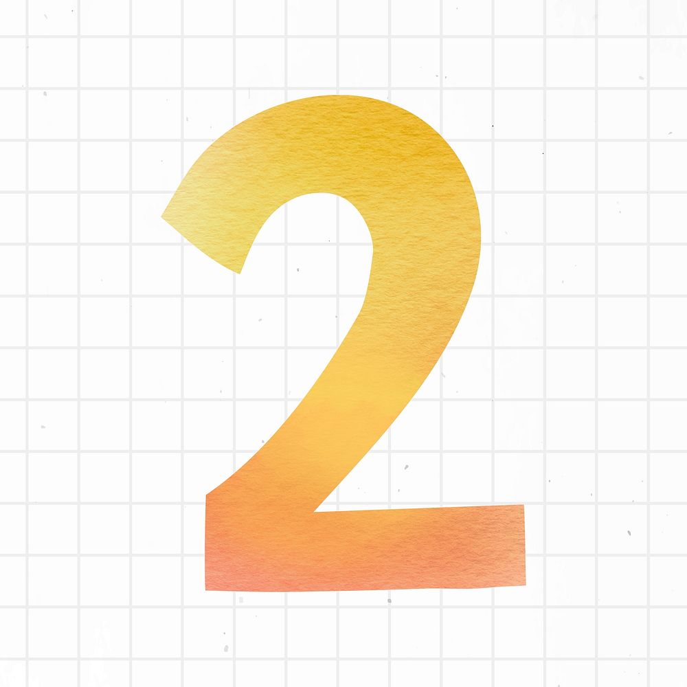 Number two colorful typography psd