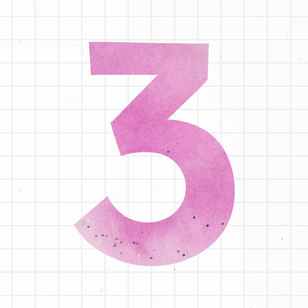 Number three colorful typography psd