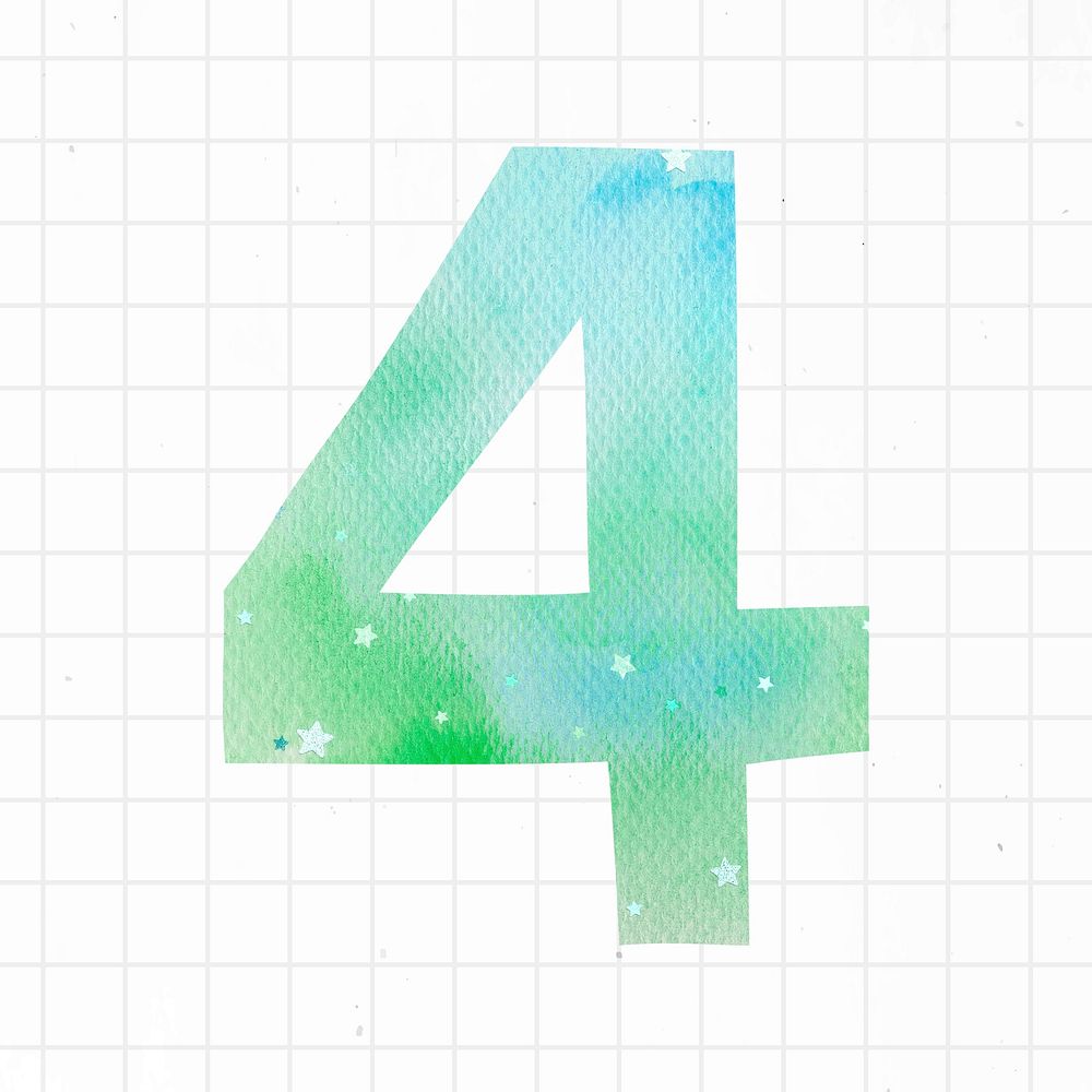 Number four colorful typography psd