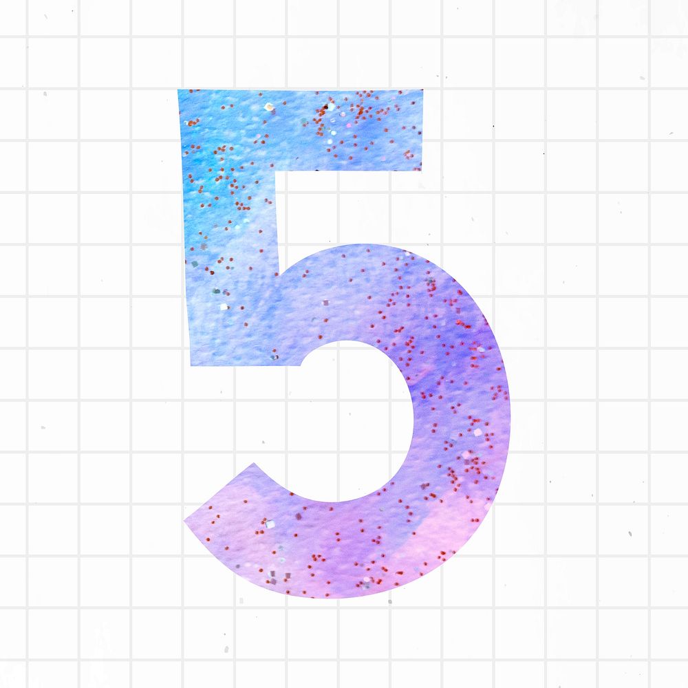 Number five colorful typography psd