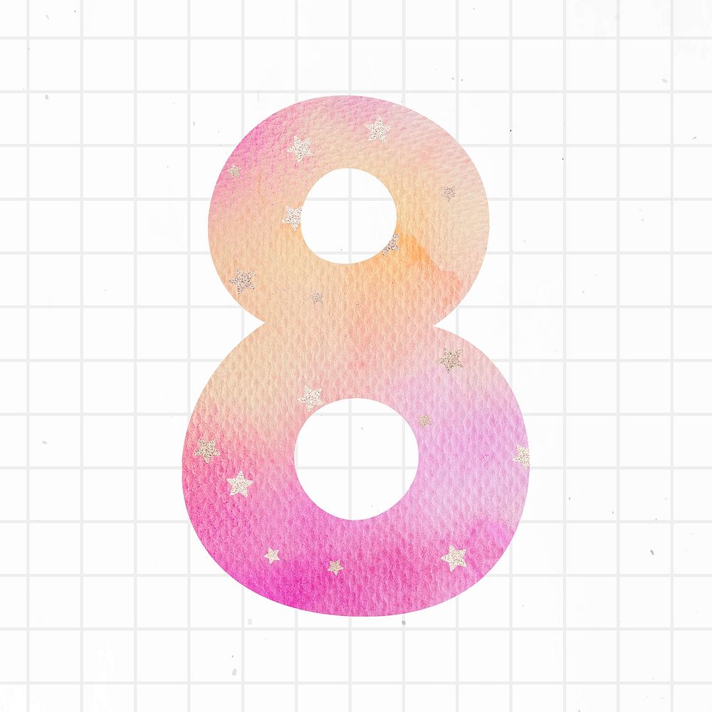 Number eight colorful typography psd