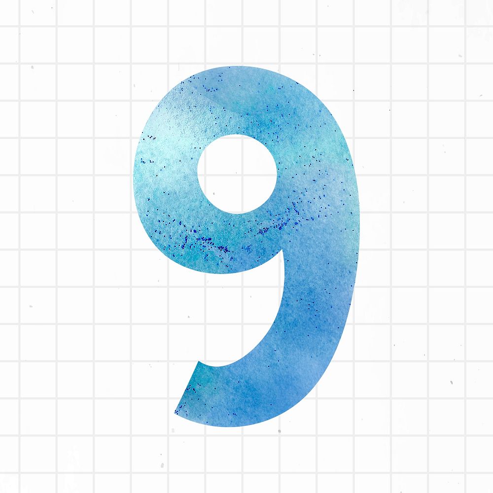 Number nine colorful typography psd
