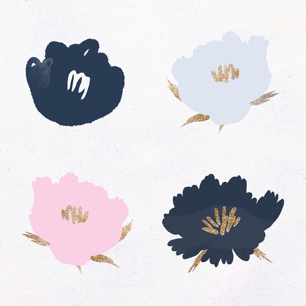 Blooming flower vector floral illustration set