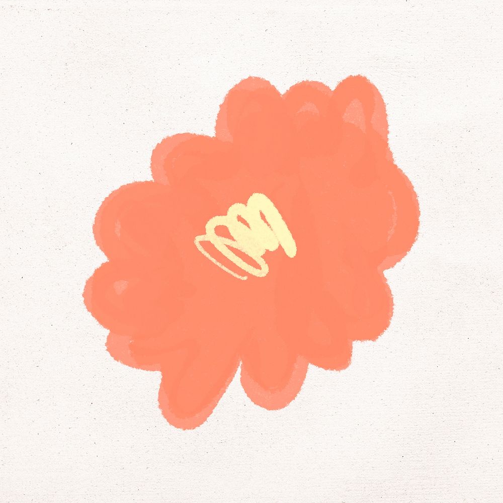 Orange flower hand drawn botanical illustration