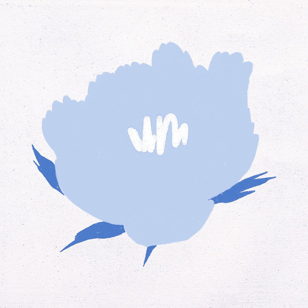 Blue flower hand drawn botanical illustration