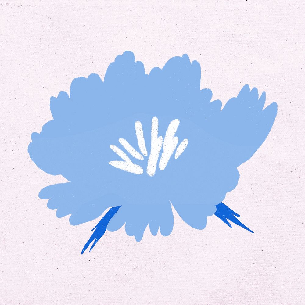 Blue flower hand drawn psd botanical illustration