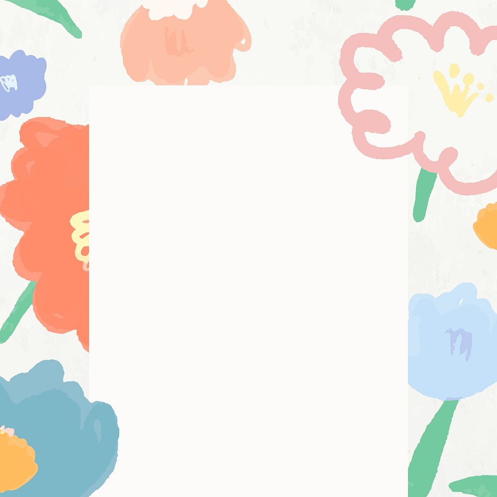 Blooming flower frame vector floral illustration