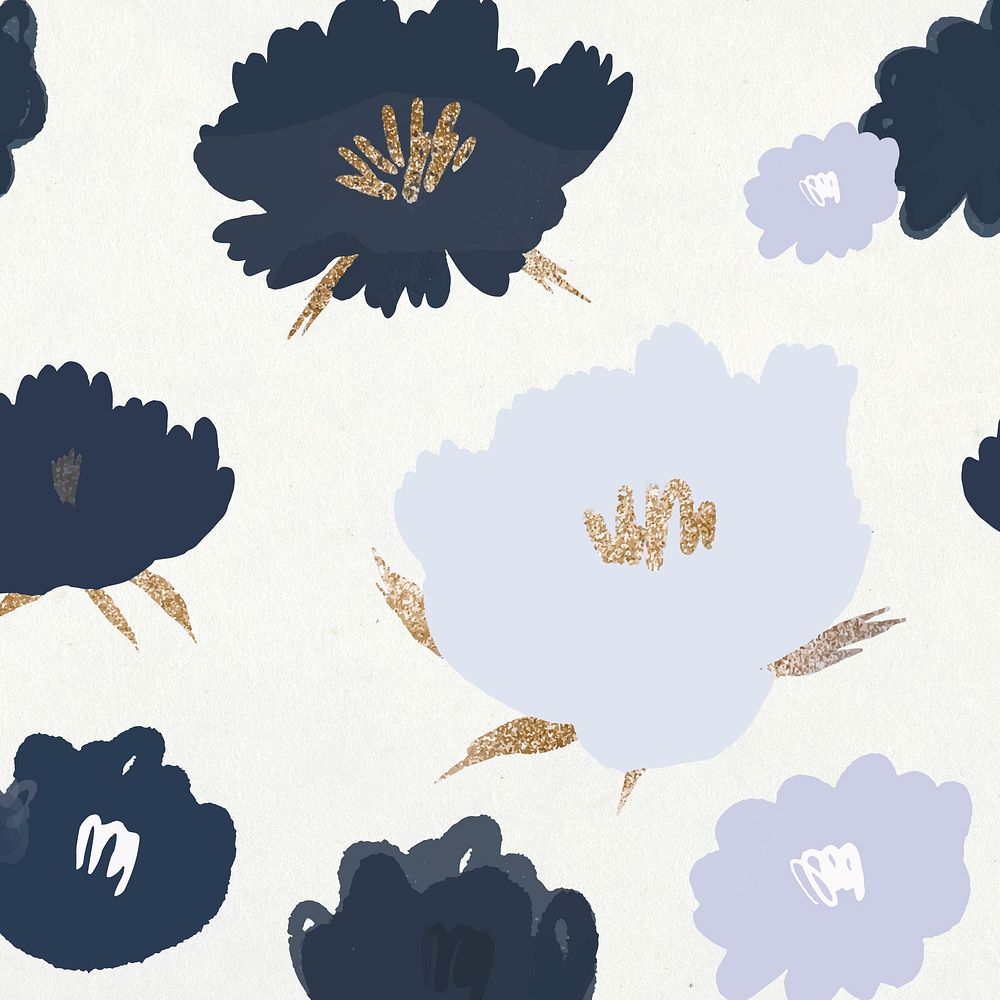 Flower pattern blue botanical background