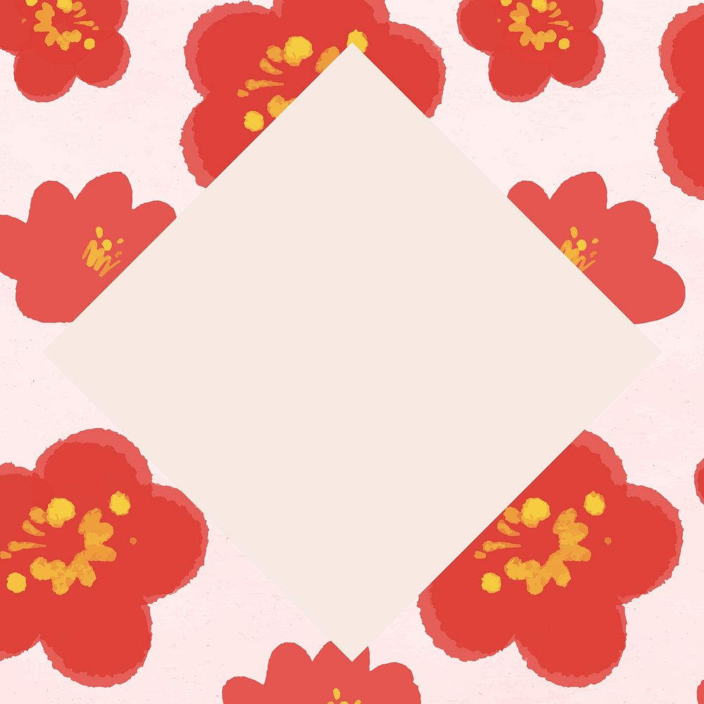 Red flower frame vector floral illustration