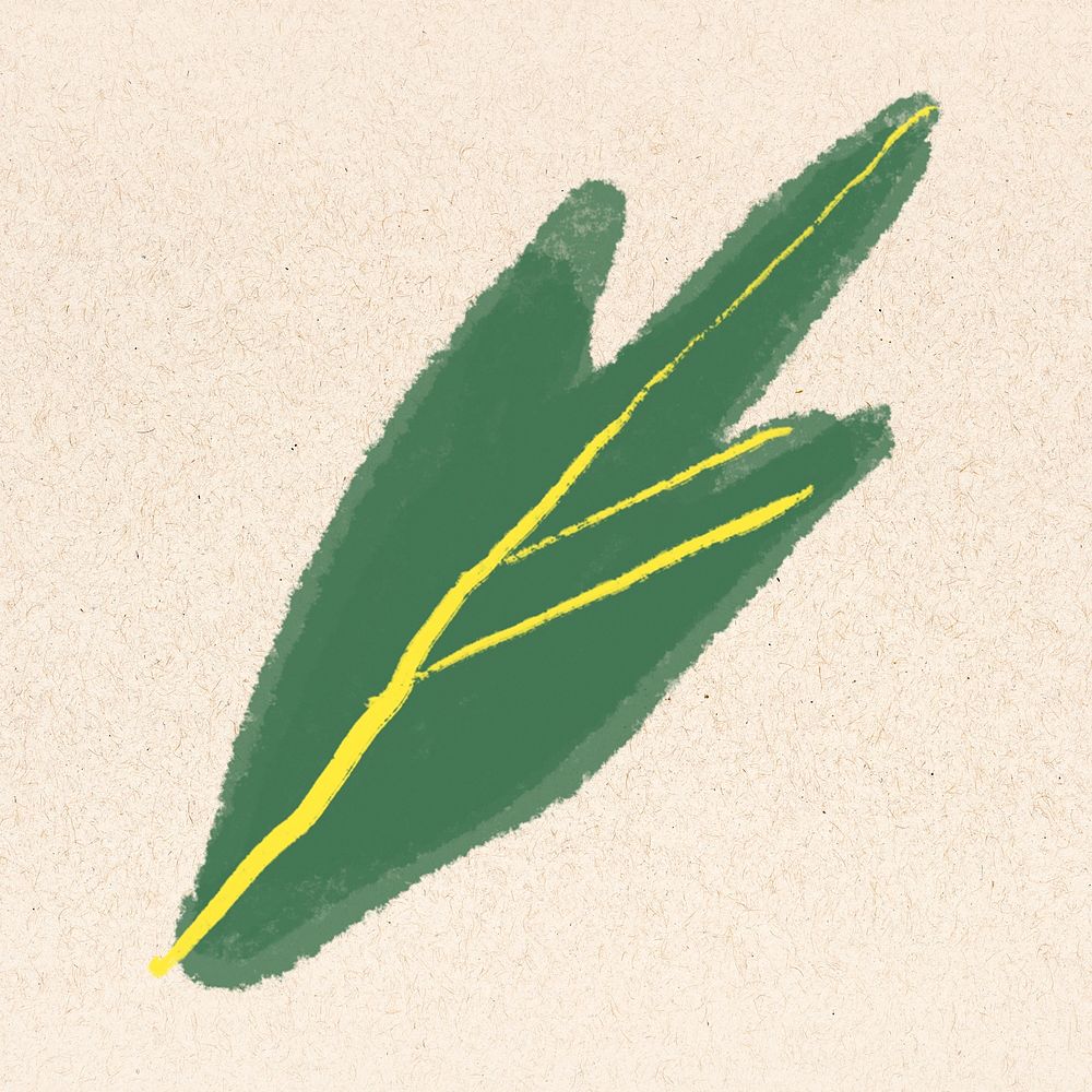Green leaf botanical hand drawn
