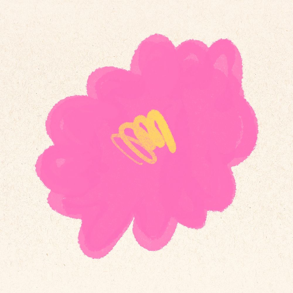 Pink flower hand drawn botanical illustration
