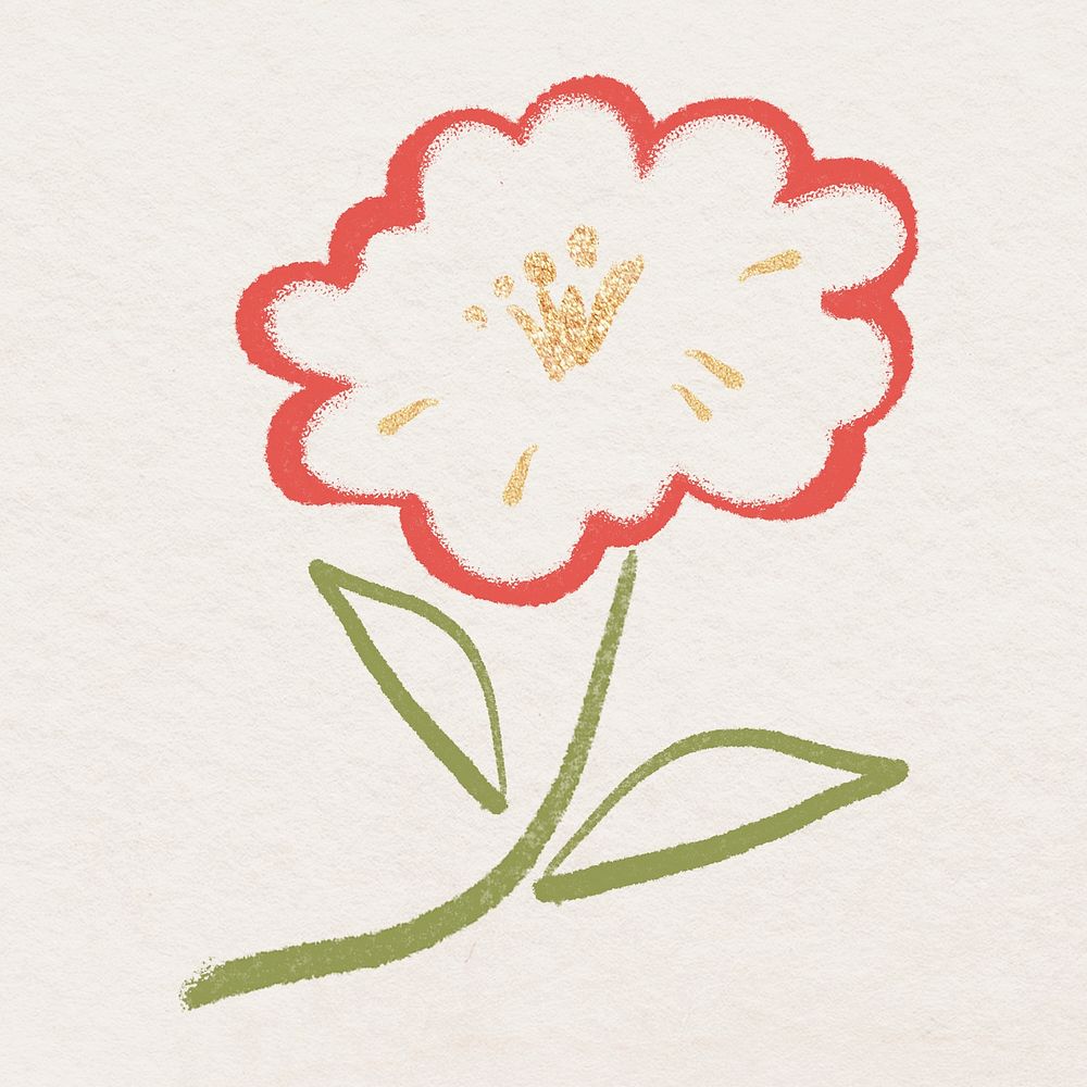 Red flower hand drawn psd botanical illustration