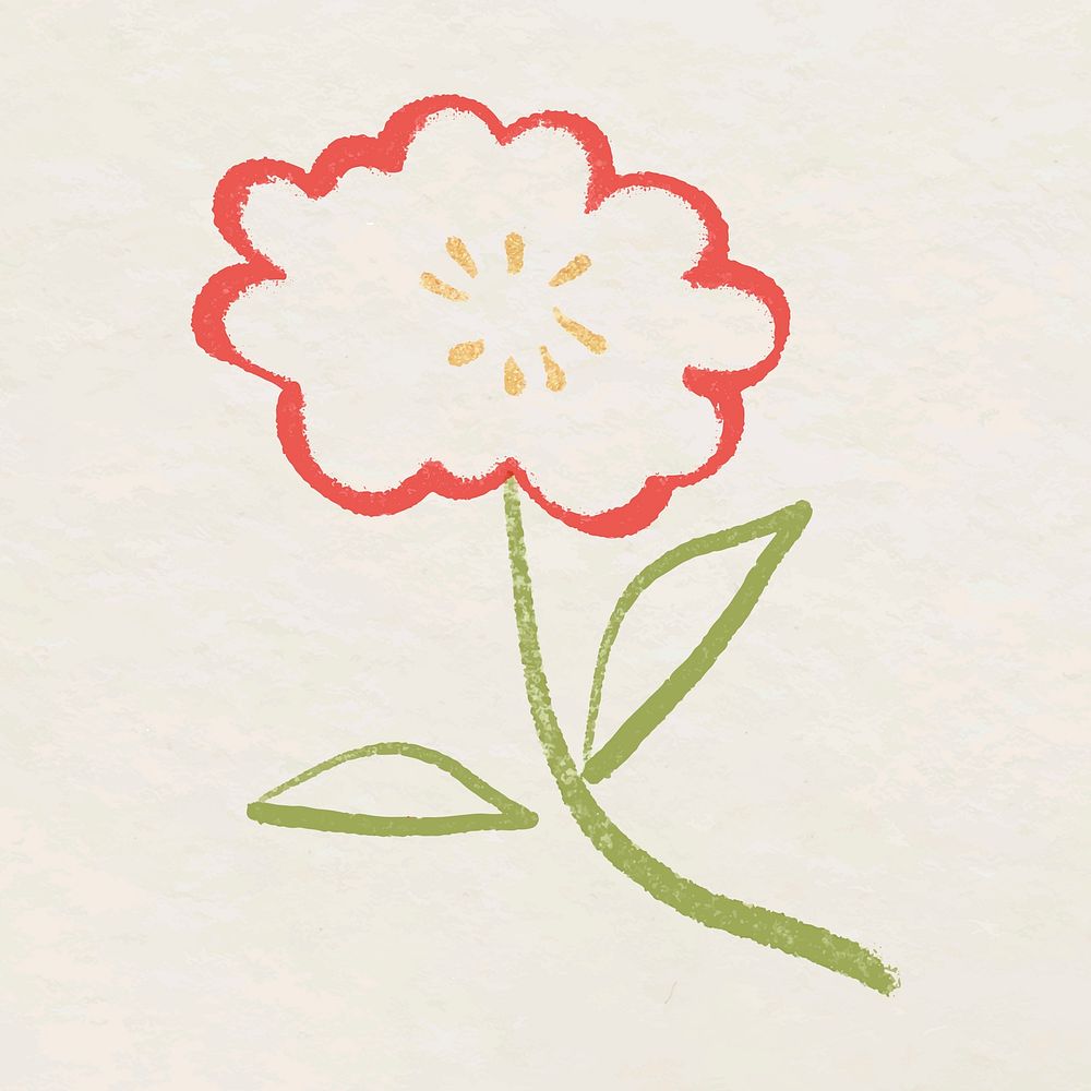 Red flower hand drawn vector botanical illustration