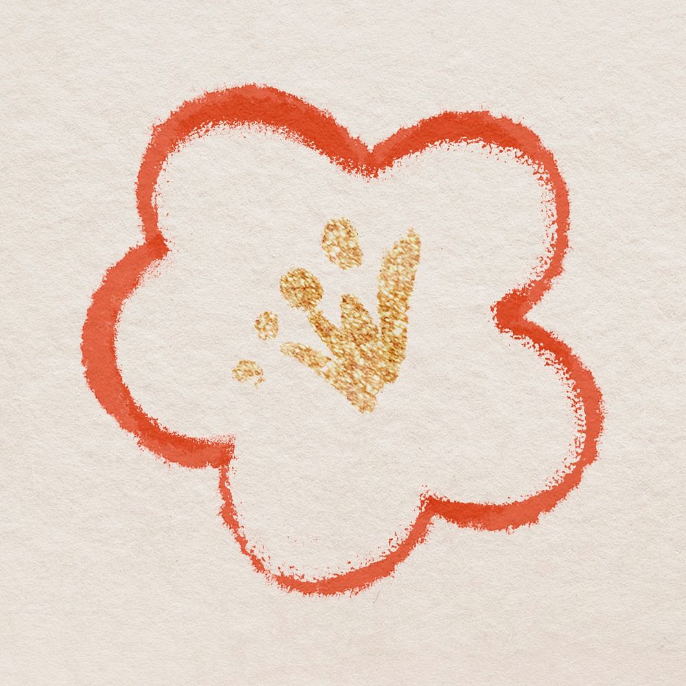Hand drawn oriental flower psd element