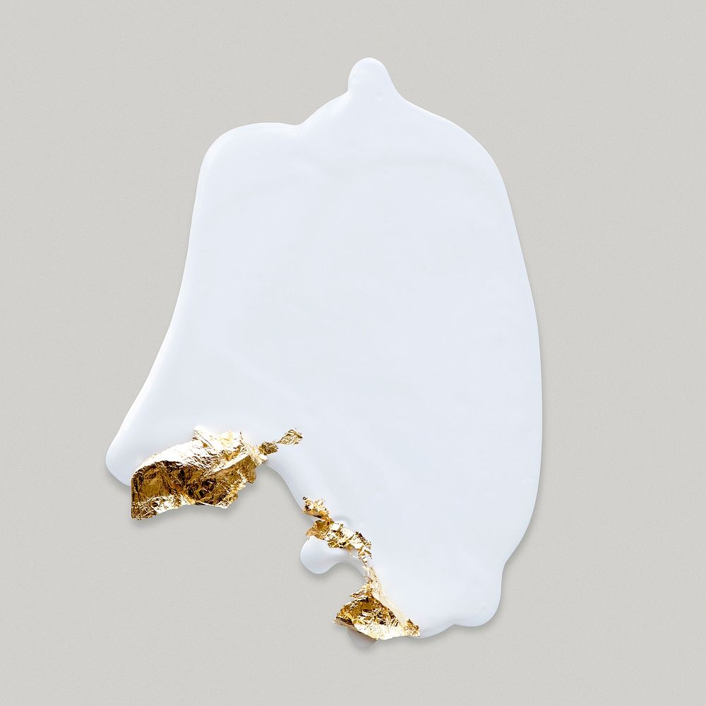 Gold leaf foil on white color element psd