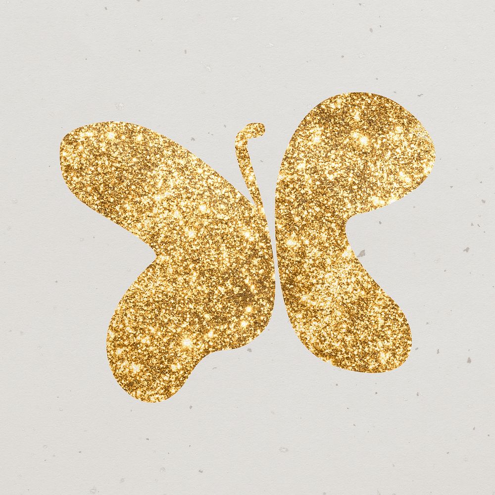 Gold glitter psd butterfly symbol