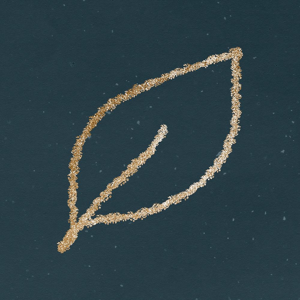 Gold glitter psd leaf symbol