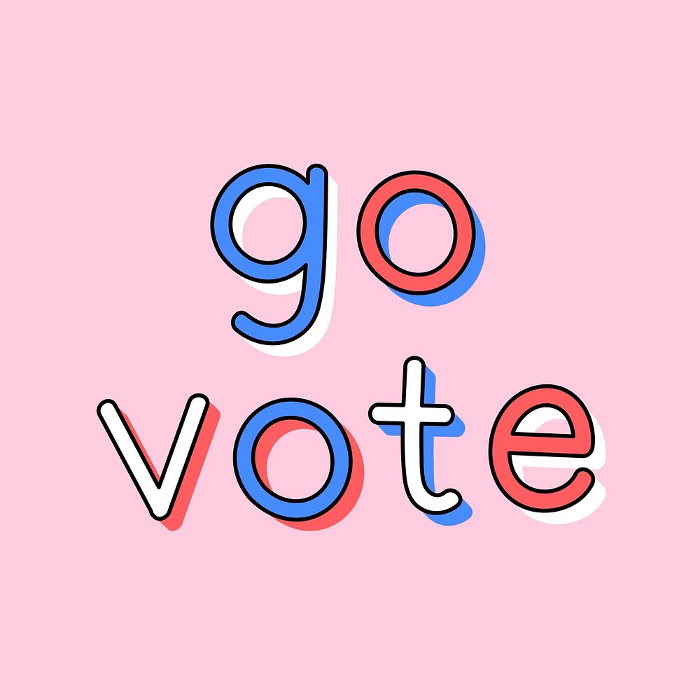 Go vote doodle typography message word