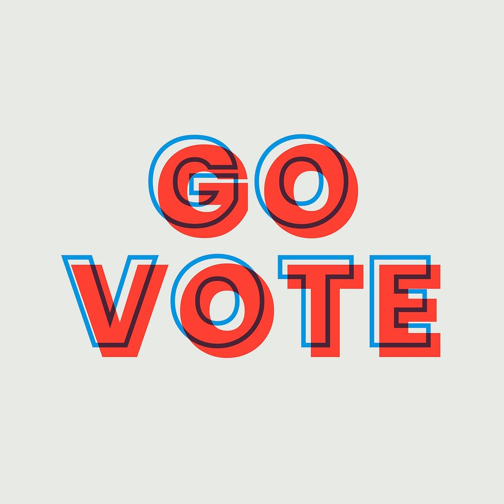 Go vote multiply typeface vector word