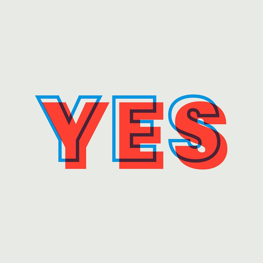 Yes vector layered multiply font typography