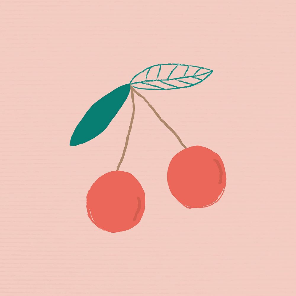 Psd cute hand drawn cherry fruit illustration