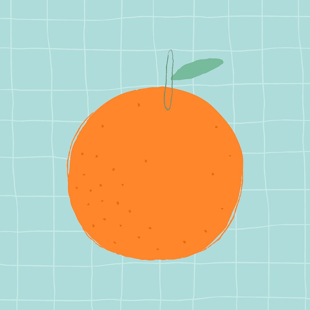 Psd cute hand drawn orange fruit illustration