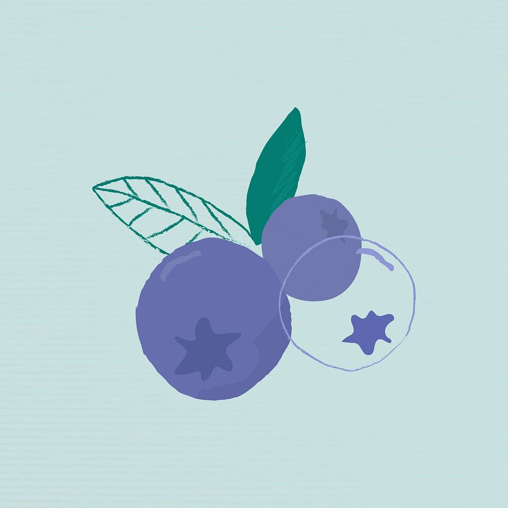 Pastel hand drawn blueberry fruit clipart