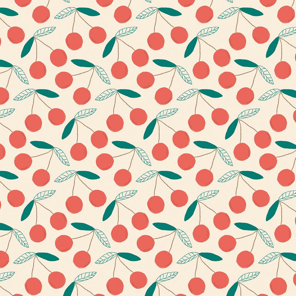 Seamless cherry pattern pastel background