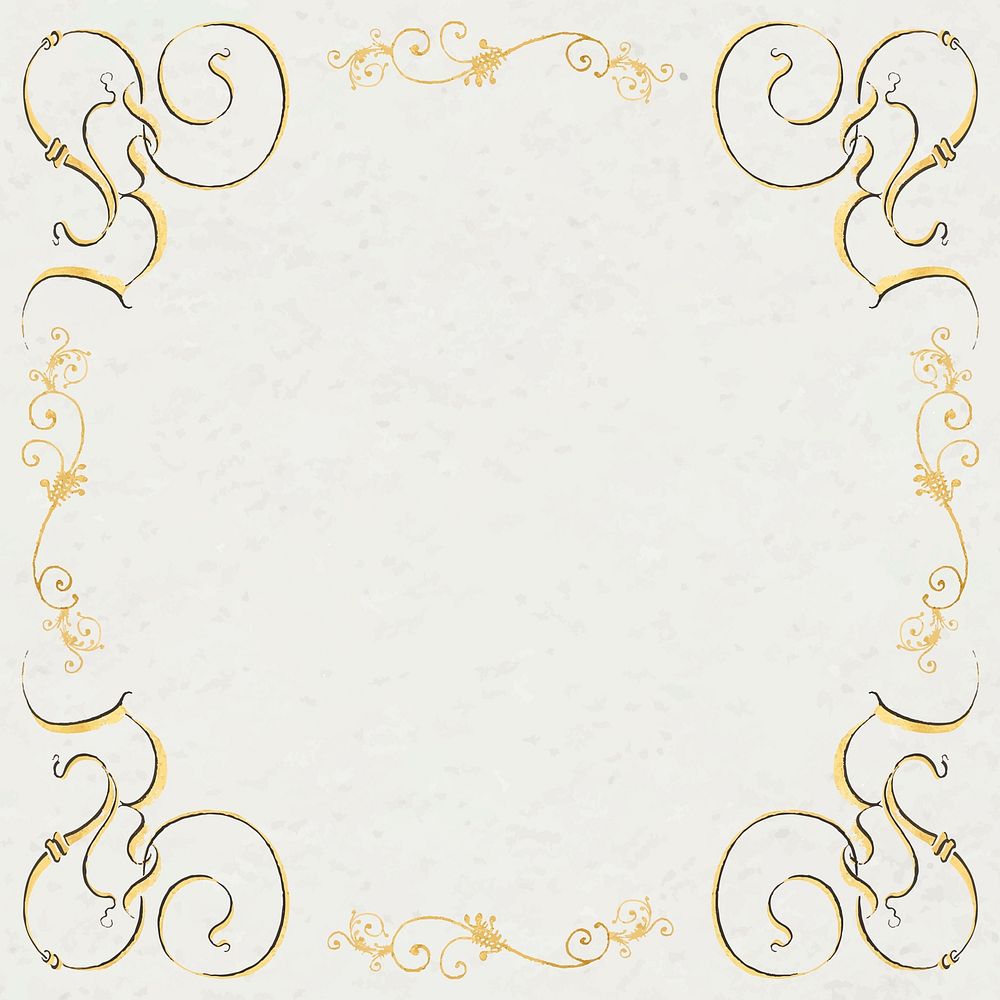 Gold filigree frame border vector
