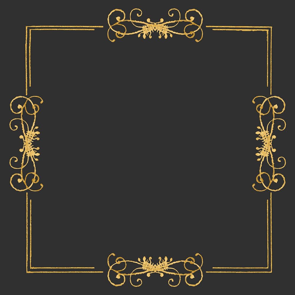 Gold filigree frame border vector 