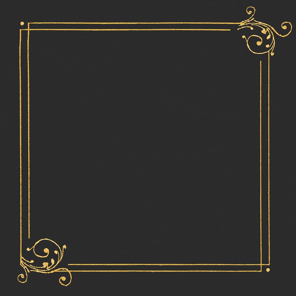 Gold filigree frame border psd