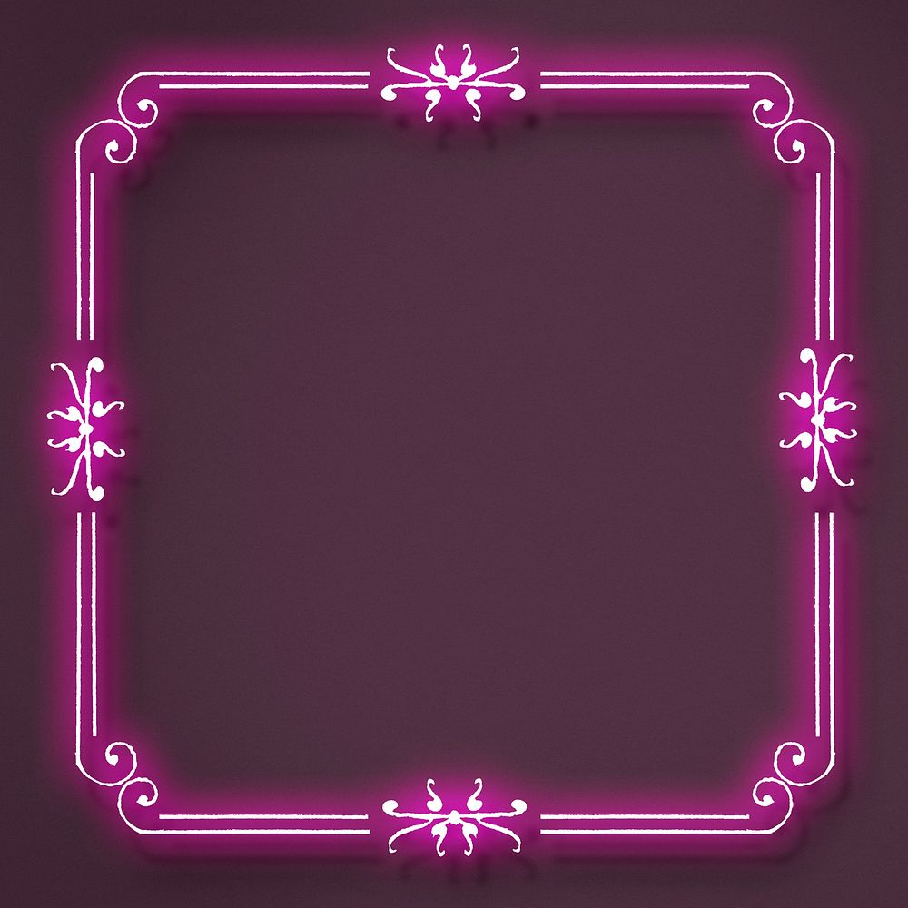 Pink neon vintage filigree frame