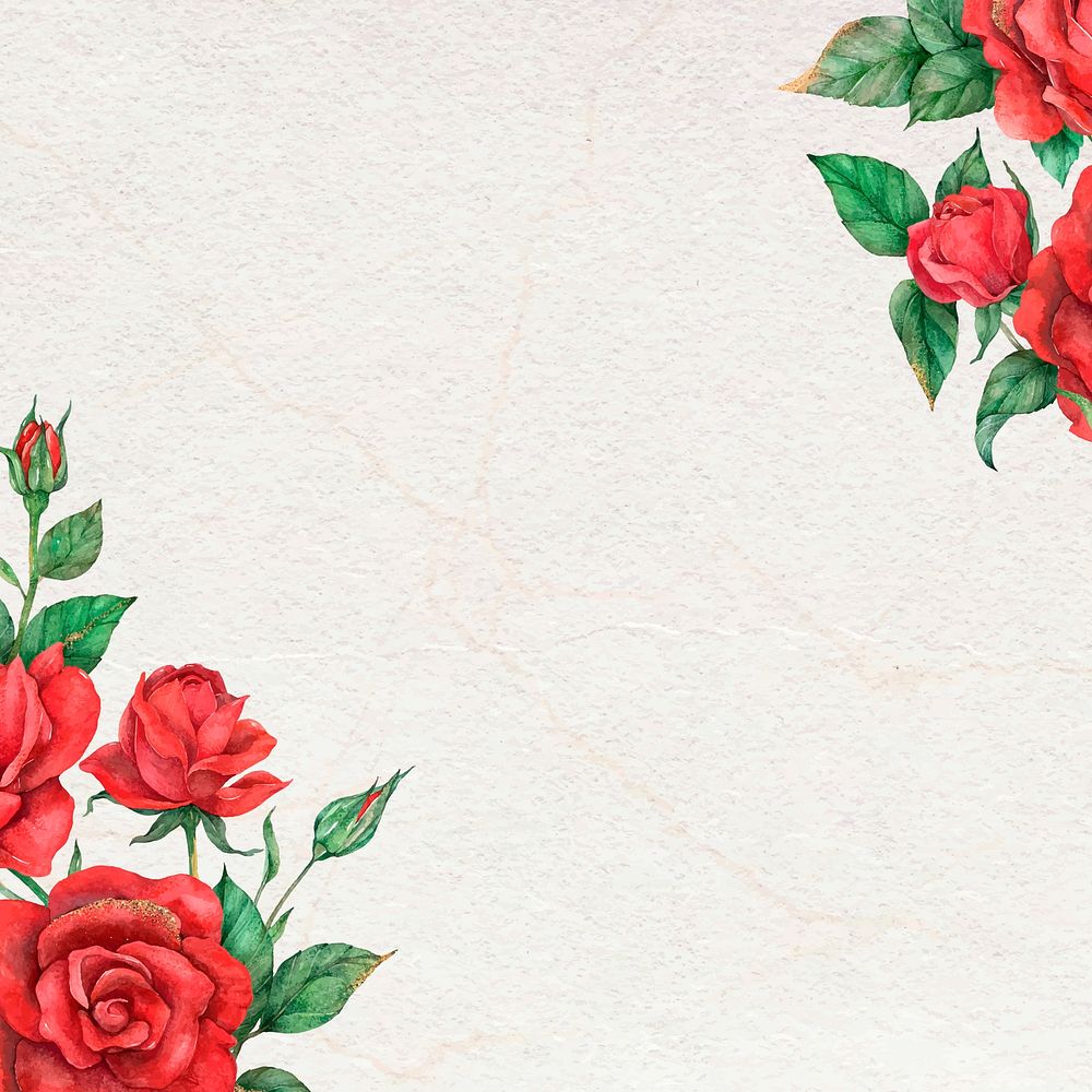 Rose border frame vector social media background hand drawn flower
