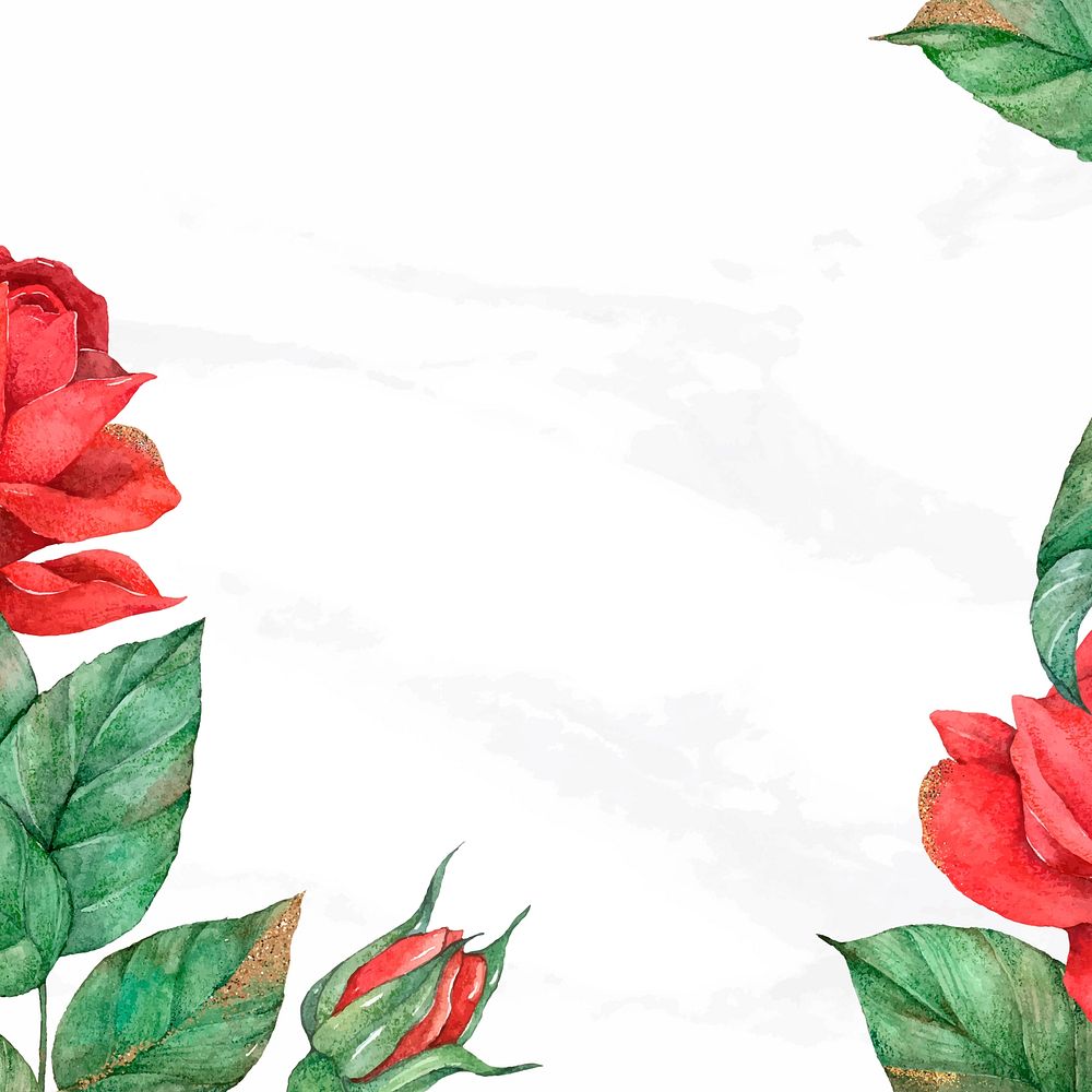 Rose border frame vector social media background hand drawn flower