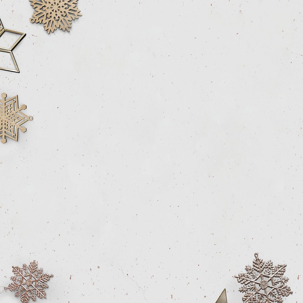 Gold snowflakes Christmas social media post background with design space