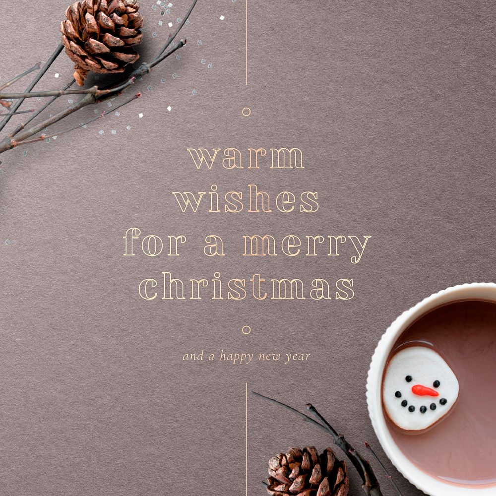 Christmas greeting social media post hot chocolate background