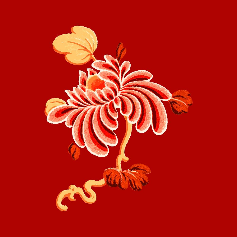 Flower vector gold oriental Chinese art clipart