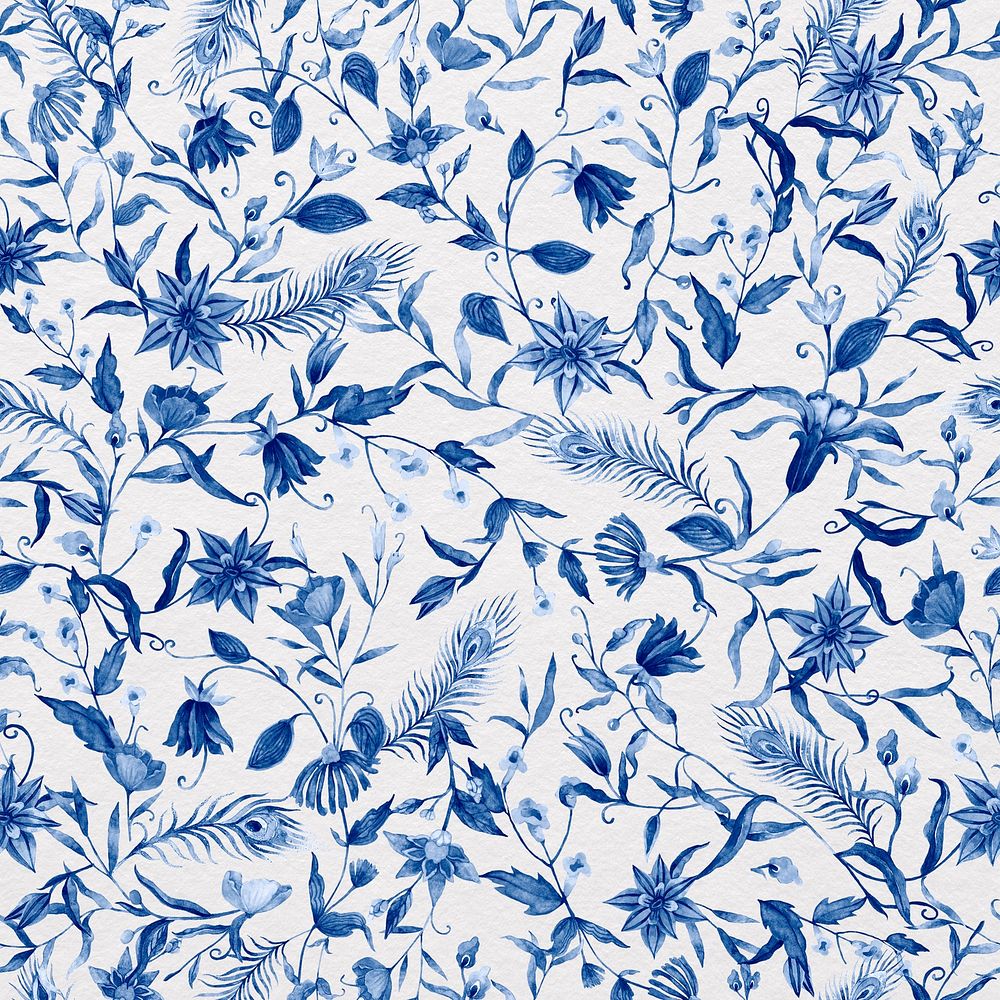Blue flower seamless patterned background