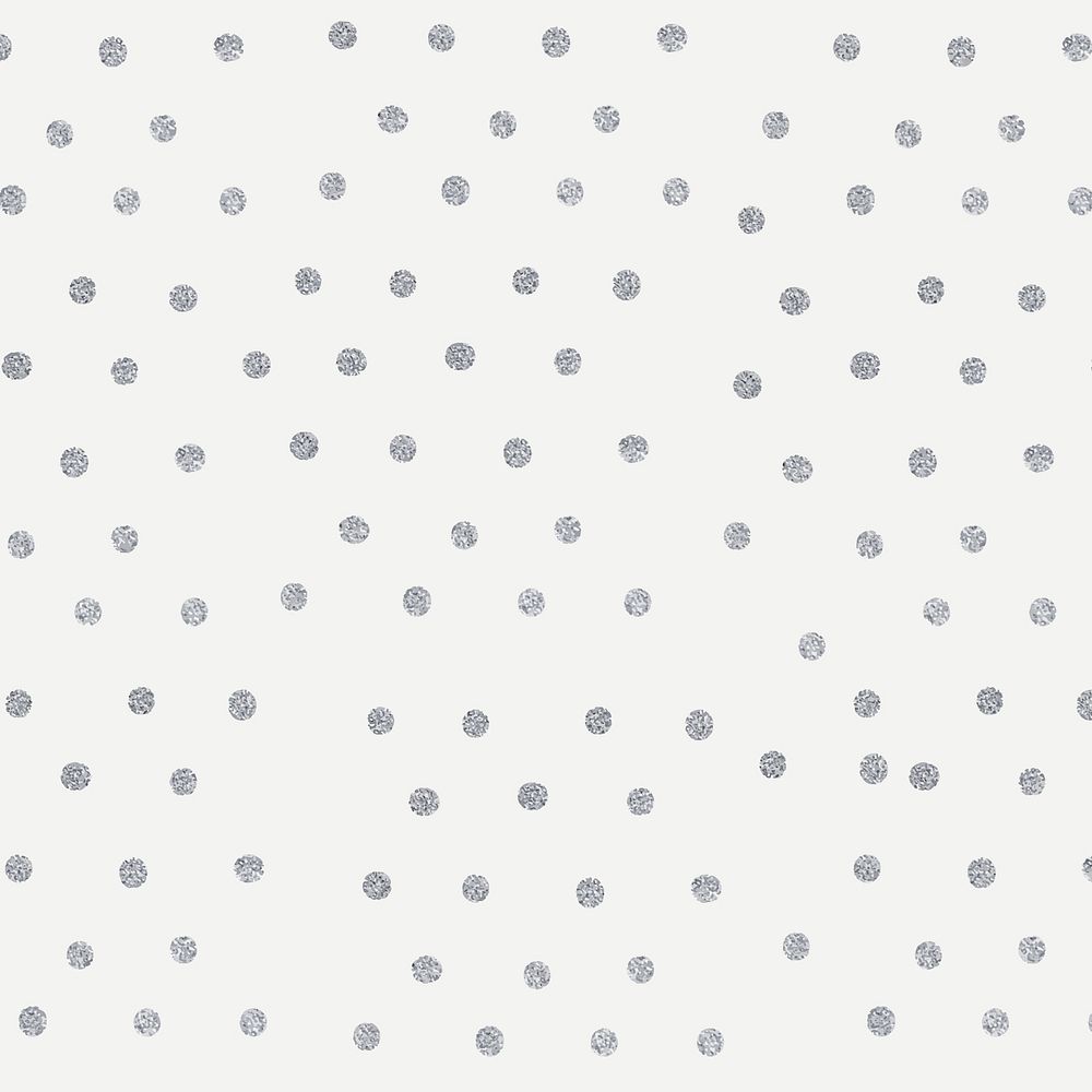 Glittery vector silver polka dot on off white background