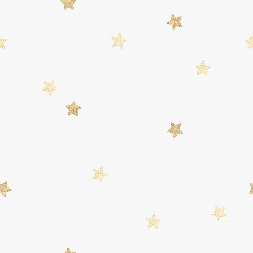 Golden metallic stars pattern on off white background