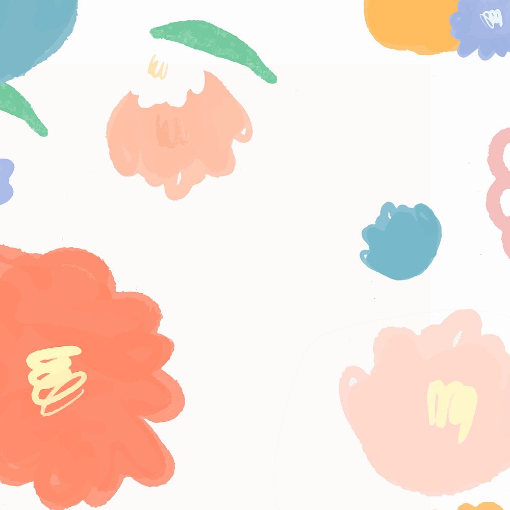 Colorful hand drawn flowers pastel pattern for kids