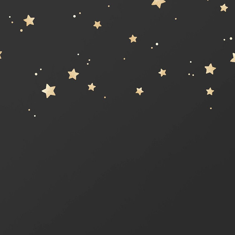 Golden vector shimmery stars pattern on black background