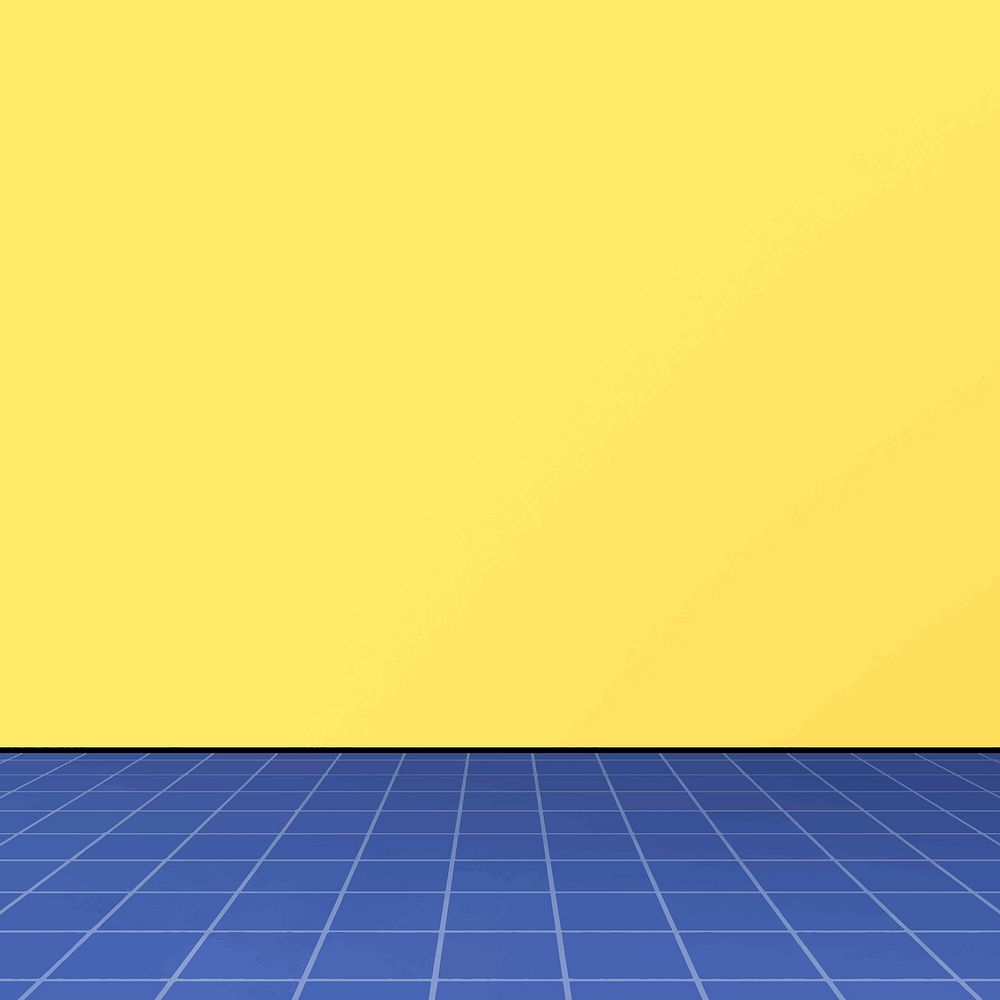Blue vector grid on yellow background aesthetic