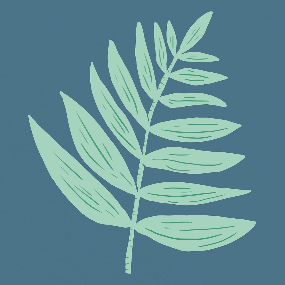 Vintage mint green leaves vector stencil pattern drawing