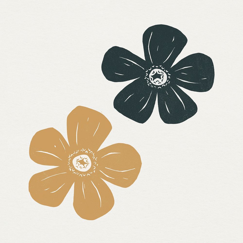 Vintage blooming flowers psd colorful stencil pattern