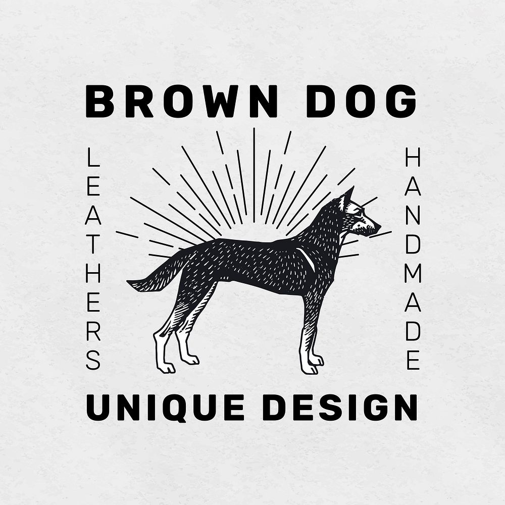 Vintage dog linocut illustration