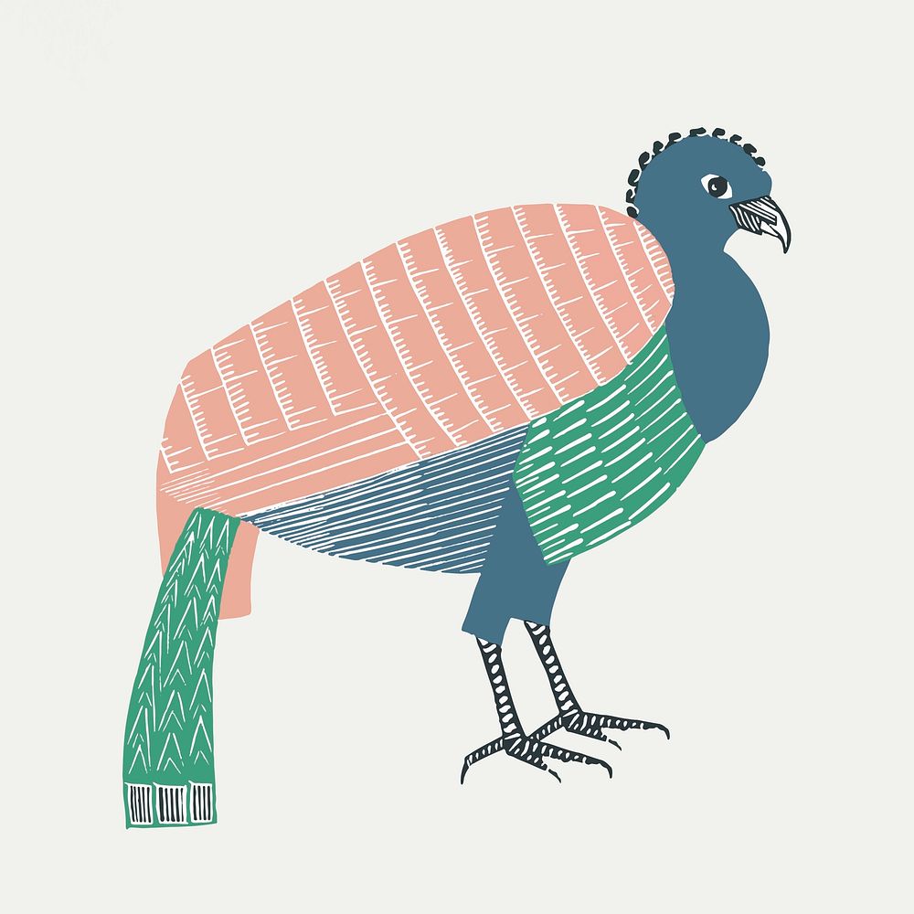 Colorful bird vector vintage stencil pattern